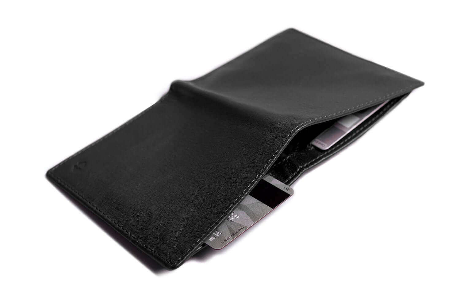Portefeuille zippé à deux volets en cuir avec protection RFID noir