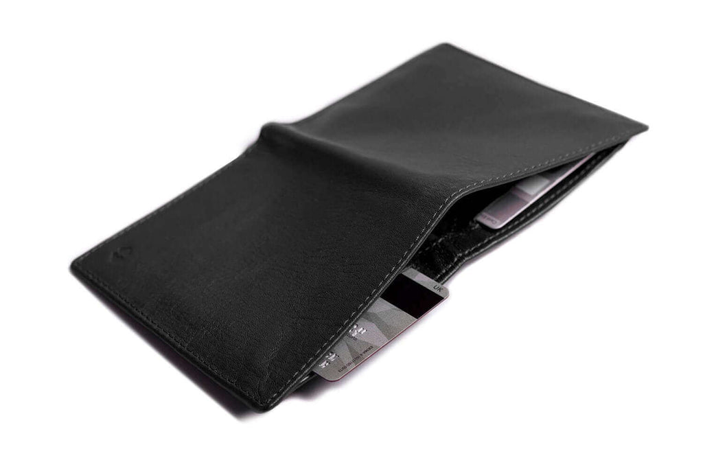 Leather Bifold Zip Wallet with RFID Protection Black