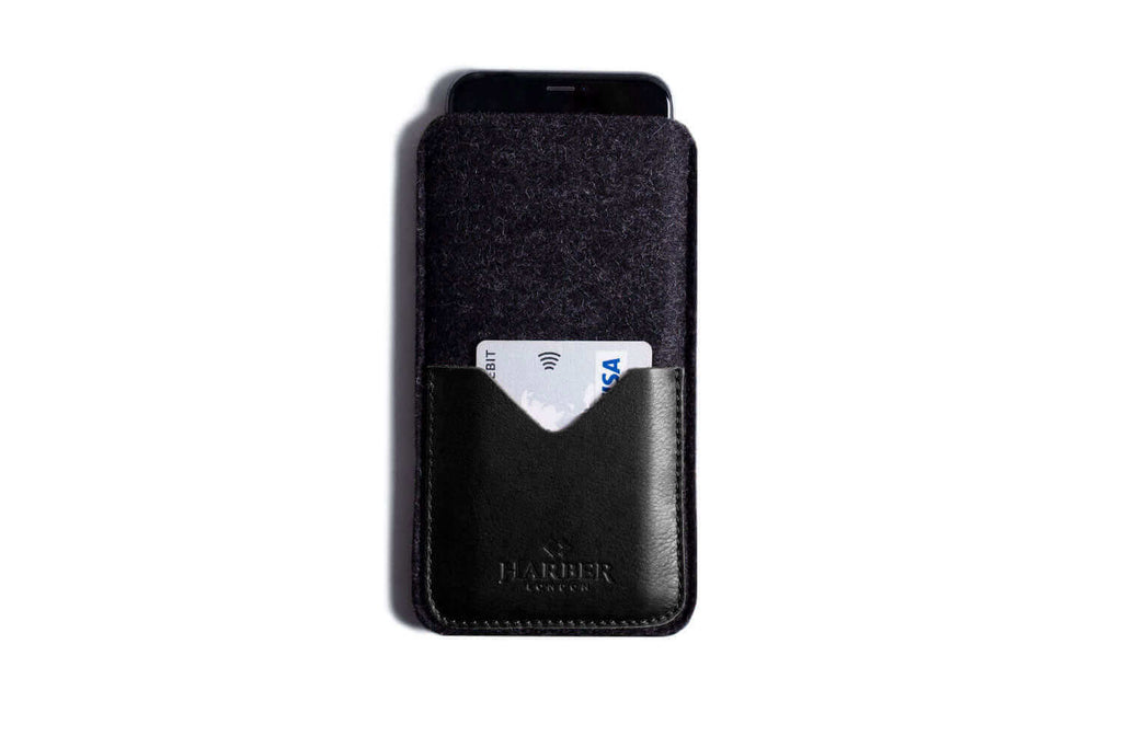 Portefeuille en cuir pour smartphone noir