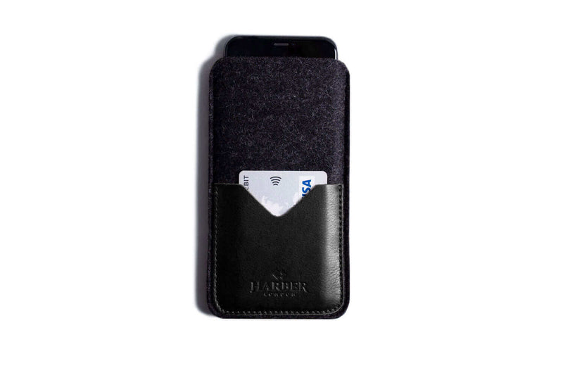 Leather Smartphone Sleeve Wallet Black