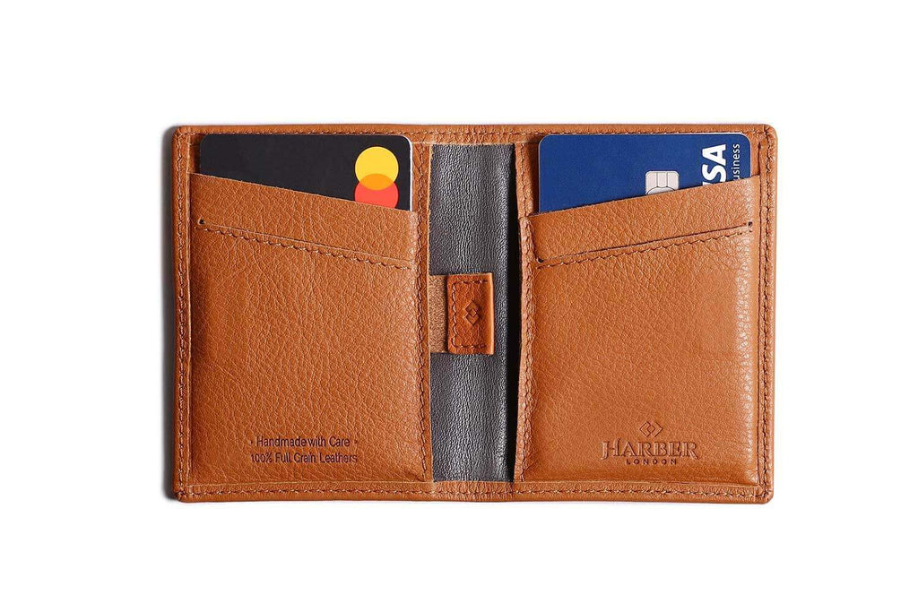 Slim Leather Credit Card Holder - 20 Pockets, Mini Wallet For Cards & Documents, Black