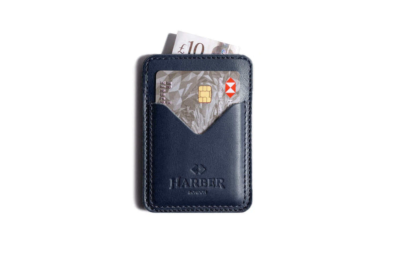  Classic Leather Card Holder - 3 Pocket Navy