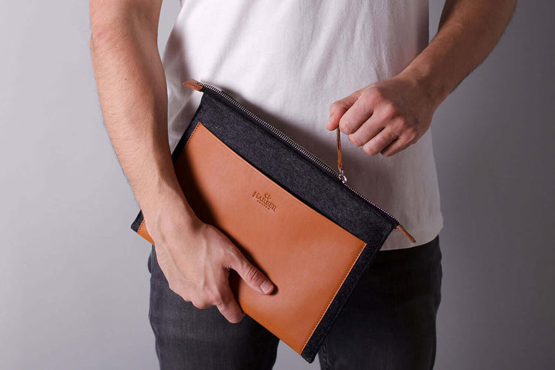 Folio Macbook Leather & Felt Sleeve Tan