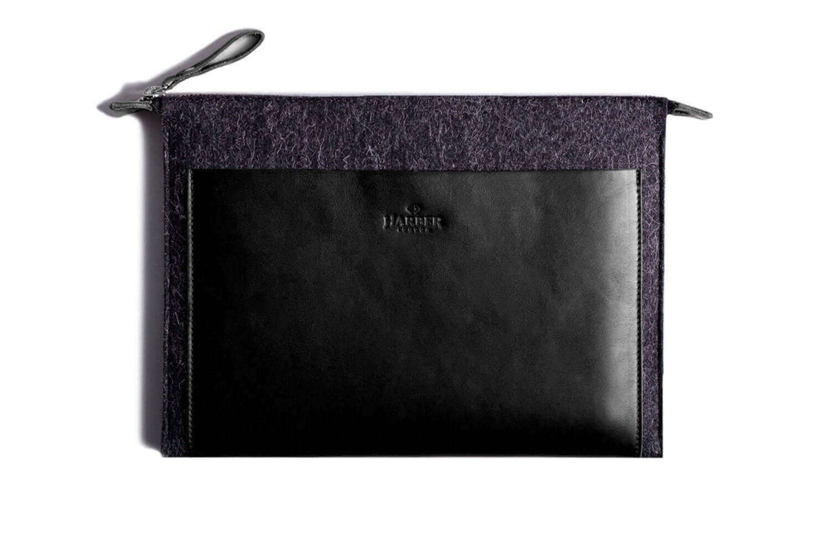 Folio Macbook Leather & Felt Sleeve Black