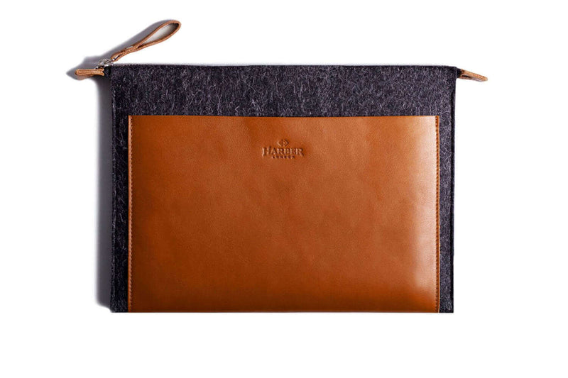 Folio Macbook Leather & Felt Sleeve Tan