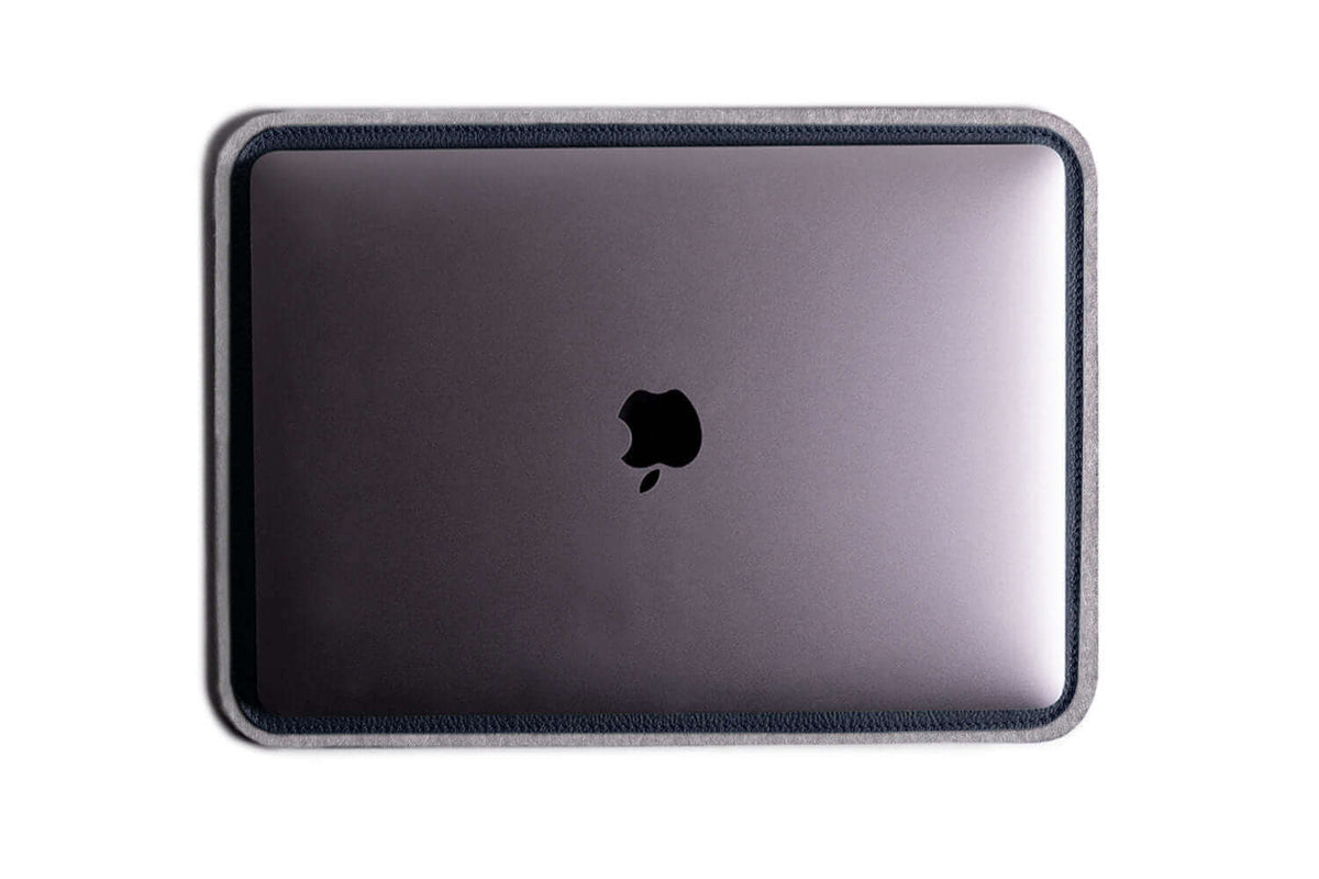 Leather MacPad Navy Felt