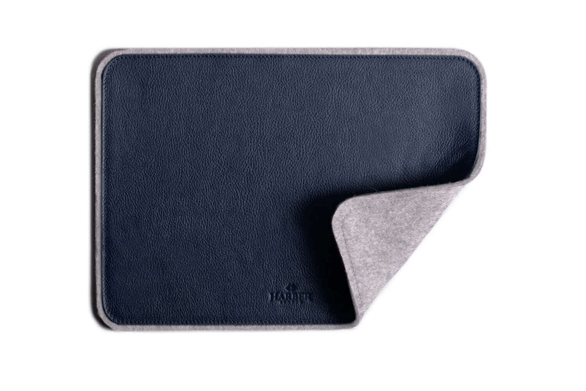 Leather MacPad Navy Felt