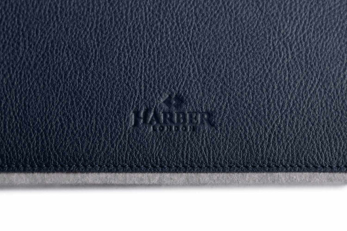 Leather MacPad Navy Felt