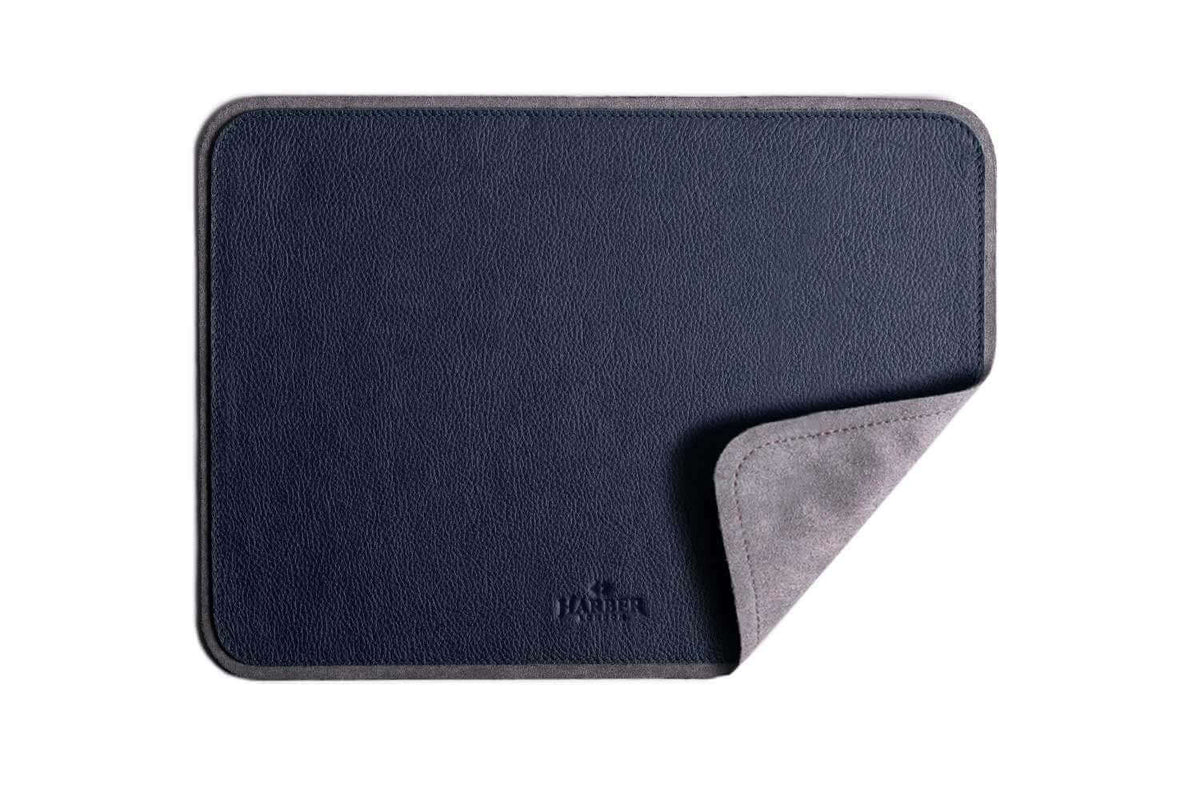 Leather MacPad Navy Microfibre