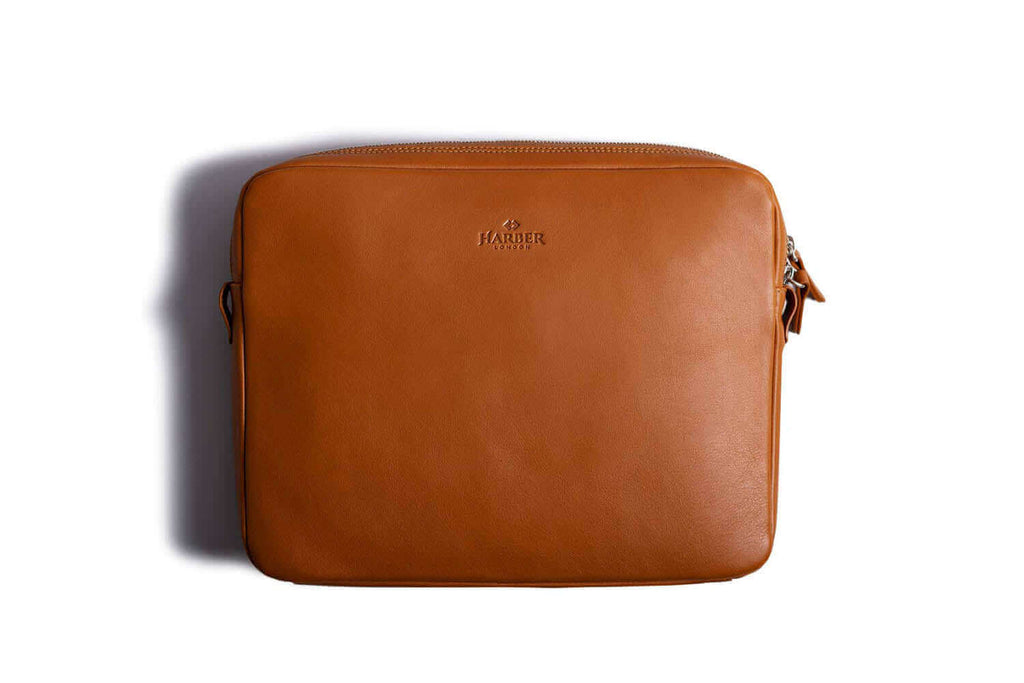 Leather Messenger Bag for iPad Tan