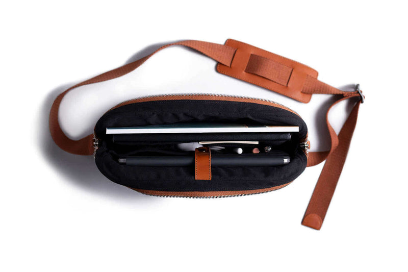 Leather Messenger Bag for iPad Tan