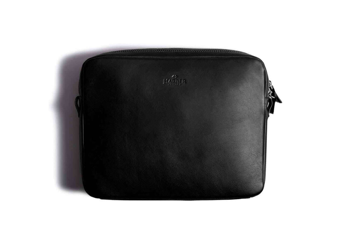 Leather Messenger Bag for iPad Black