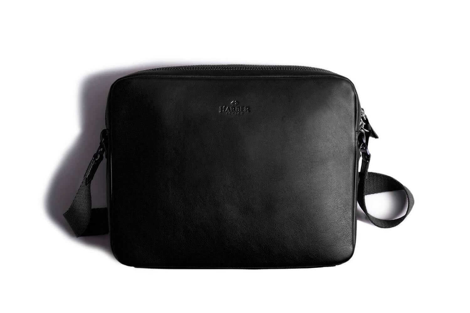 Sac messager en cuir pour iPad noir