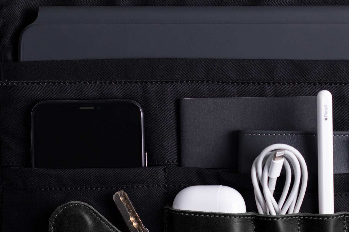 Leather Messenger Bag for iPad Black