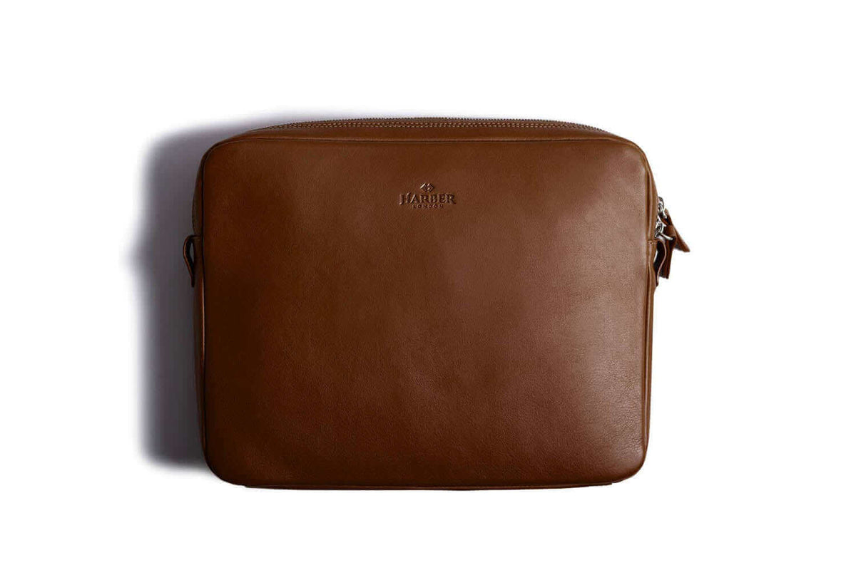 Leather Messenger Bag for iPad Deep Brown