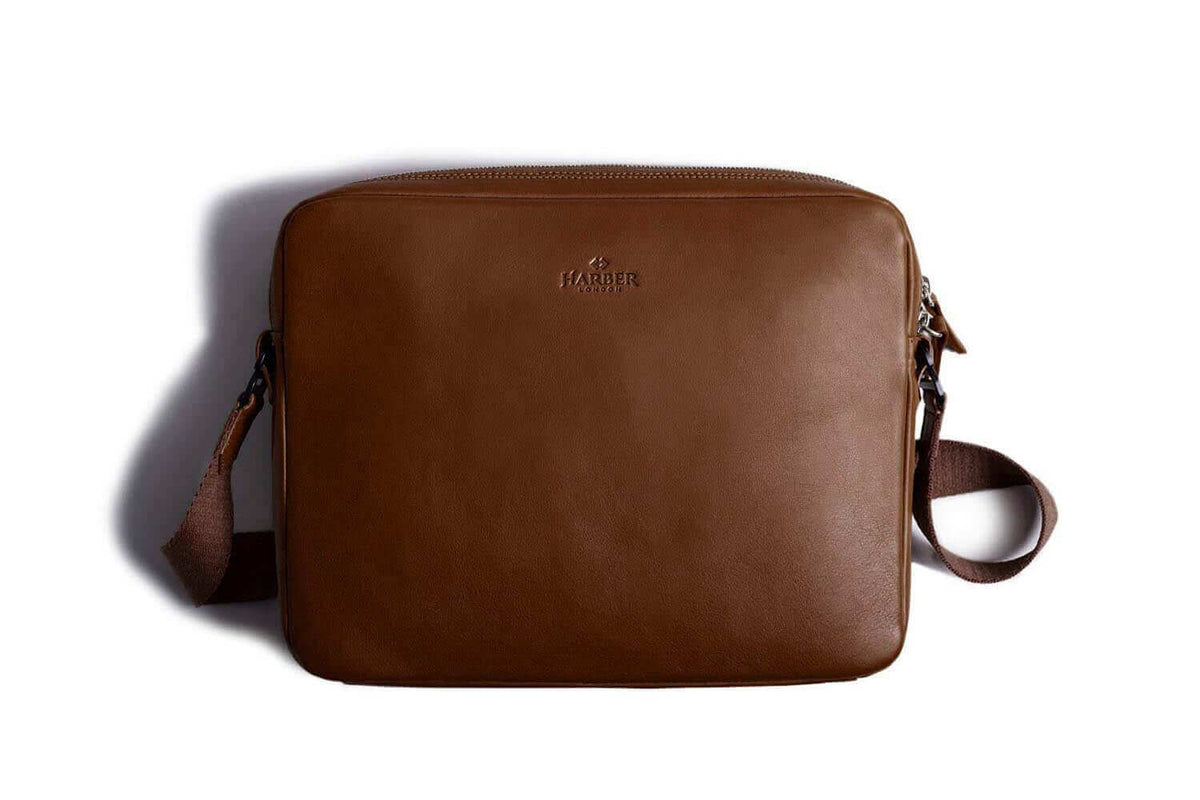 Leather Messenger Bag for iPad Deep Brown