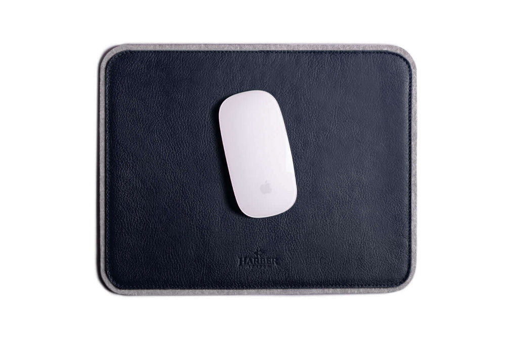  Leather Mouse Pad Navy Felt