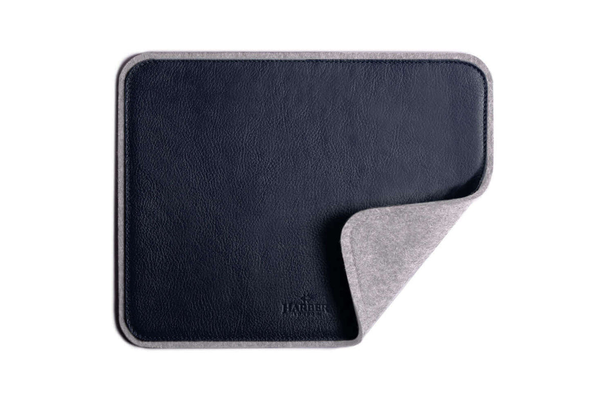  Leather Mouse Pad Navy Felt