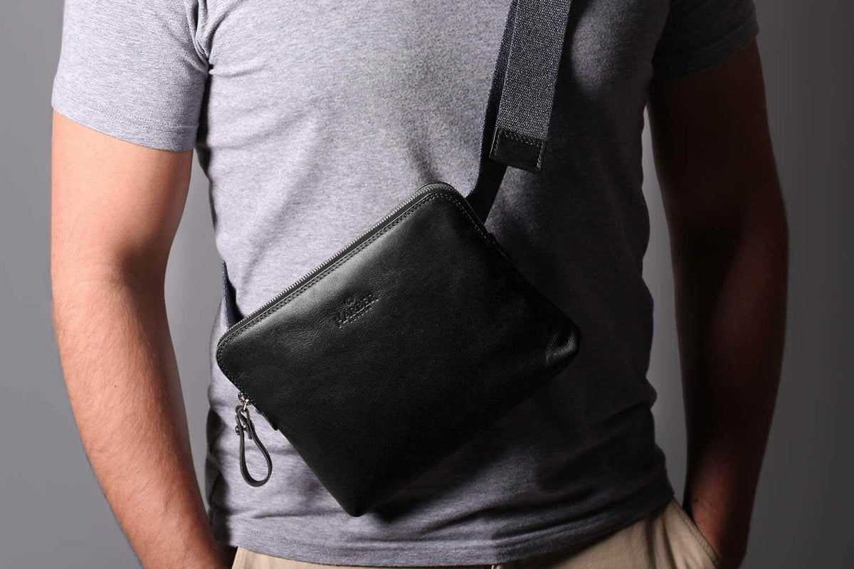 Leather Sling Bag Black