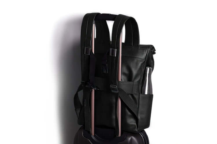 Leather Roll Top Backpack – Black Nomad Tech