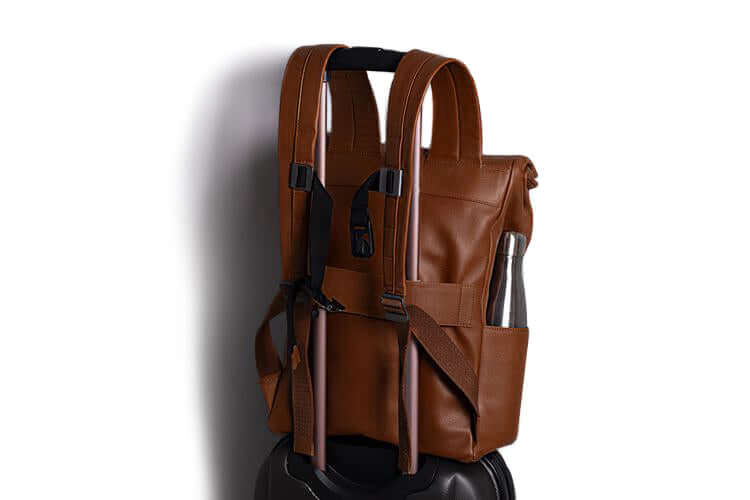 Leather Roll Top Backpack – Deep Brown Nomad Tech