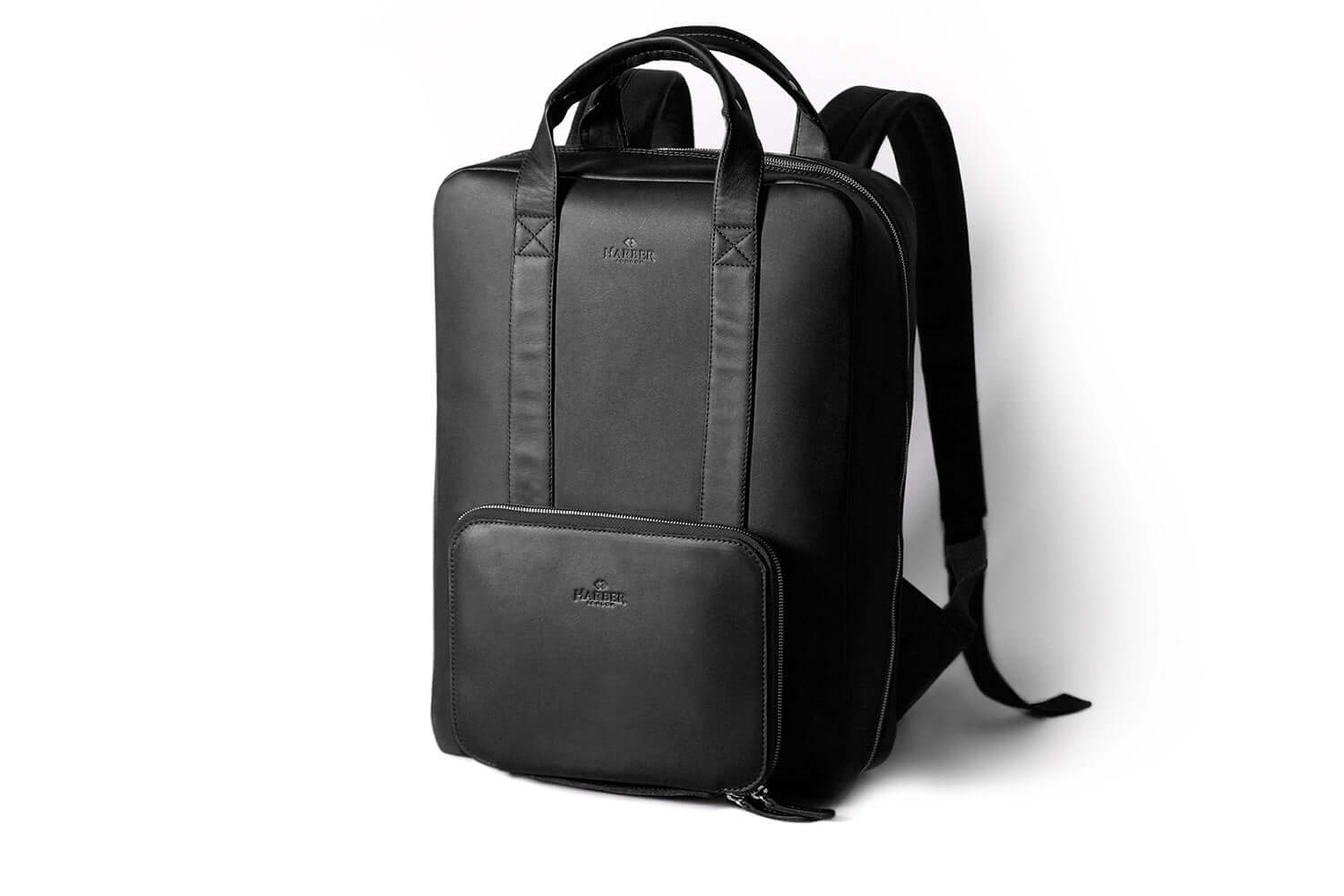 Black leather rucksack laptop Outlet