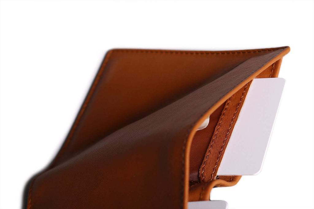 Leather Bifold Wallet with RFID Protection Tan