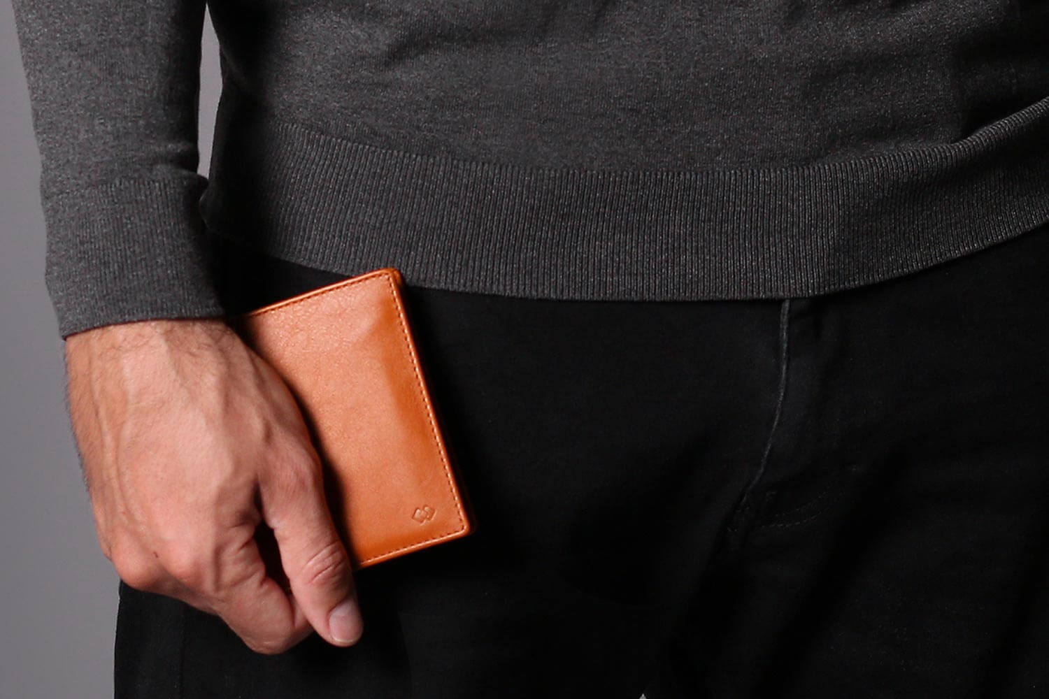 Portefeuille zippé à deux volets en cuir avec protection RFID Tan