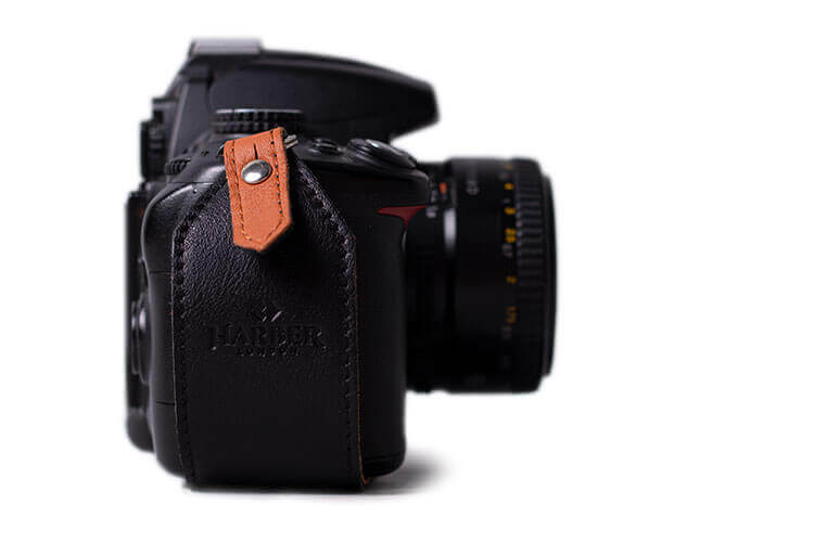 Kamera-Kupplungsriemen aus schwarzem Leder