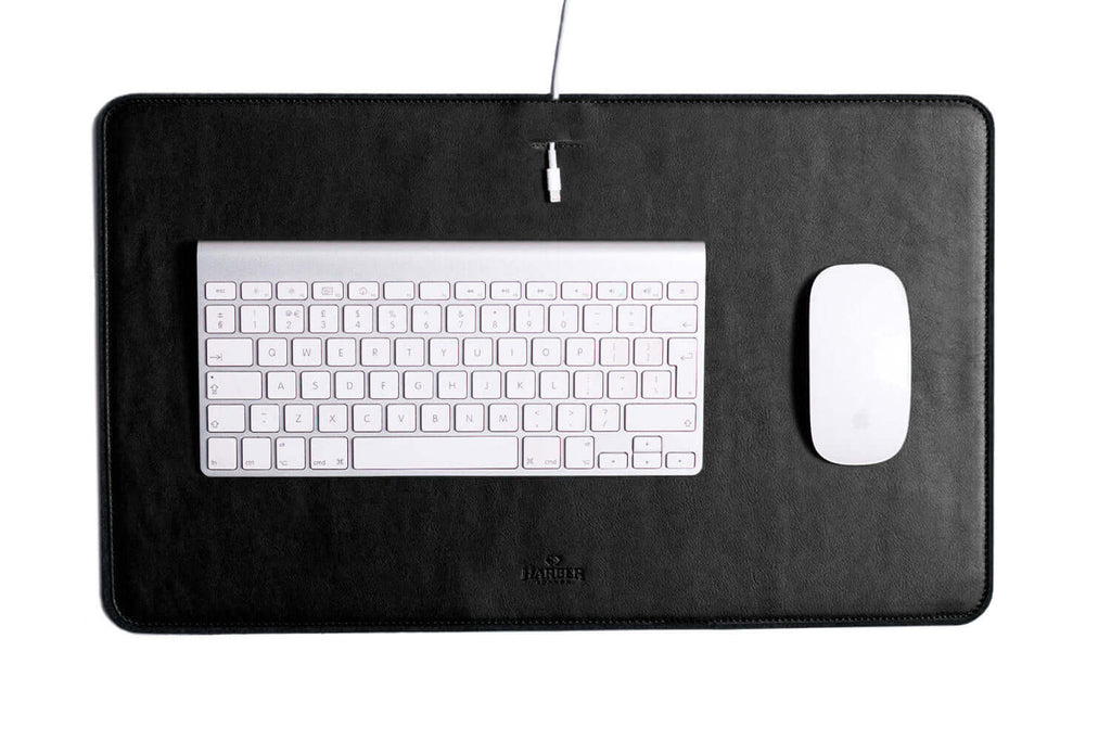 Leather Desk Mat Black Felt