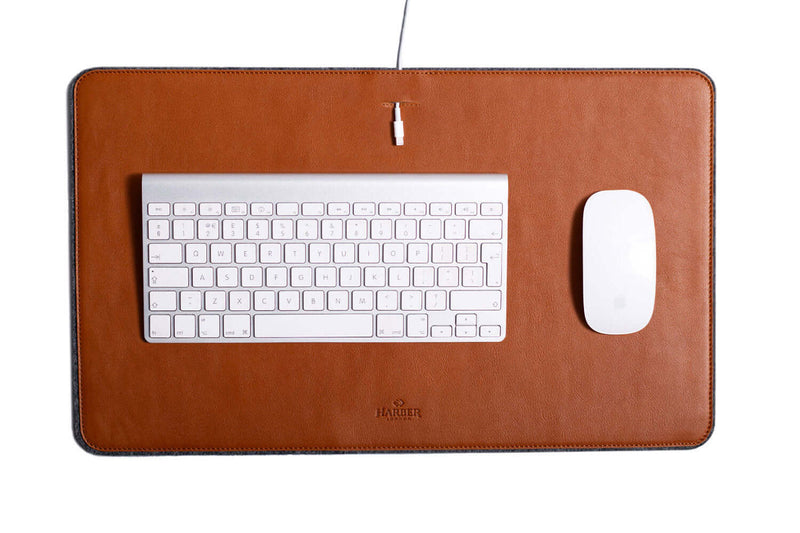 Leather Desk Mat Tan Felt