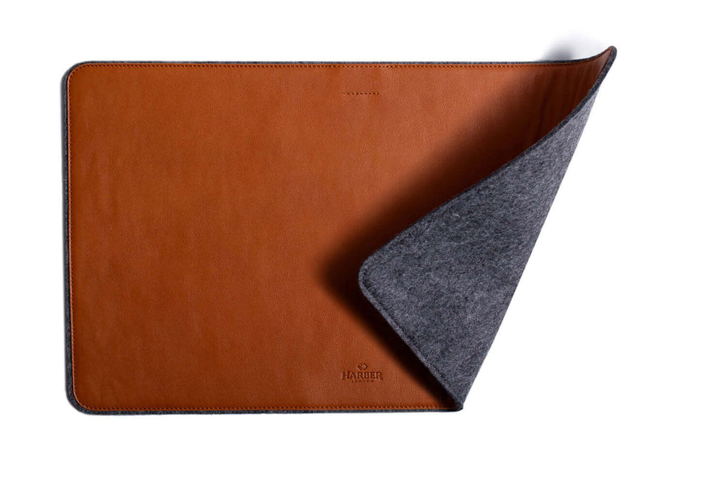 Leather Desk Mat Tan Felt