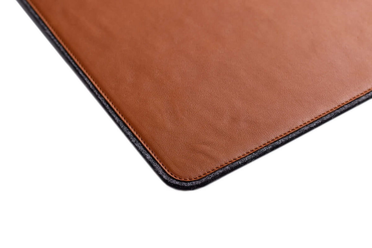 Leather Desk Mat Tan Felt