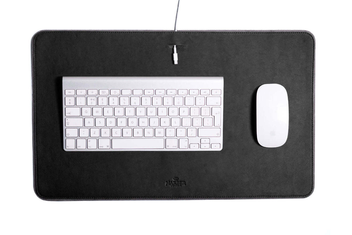 Leather Desk Mat Black Microfibre