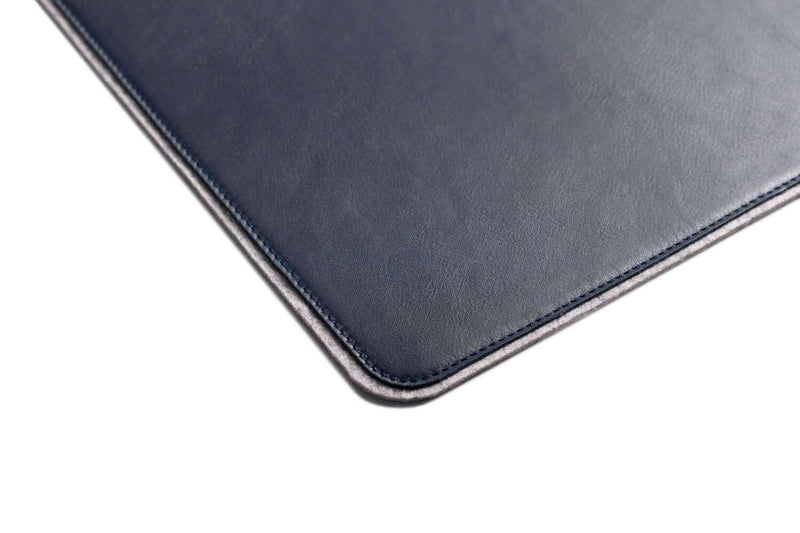 Leather Desk Mat Navy Felt