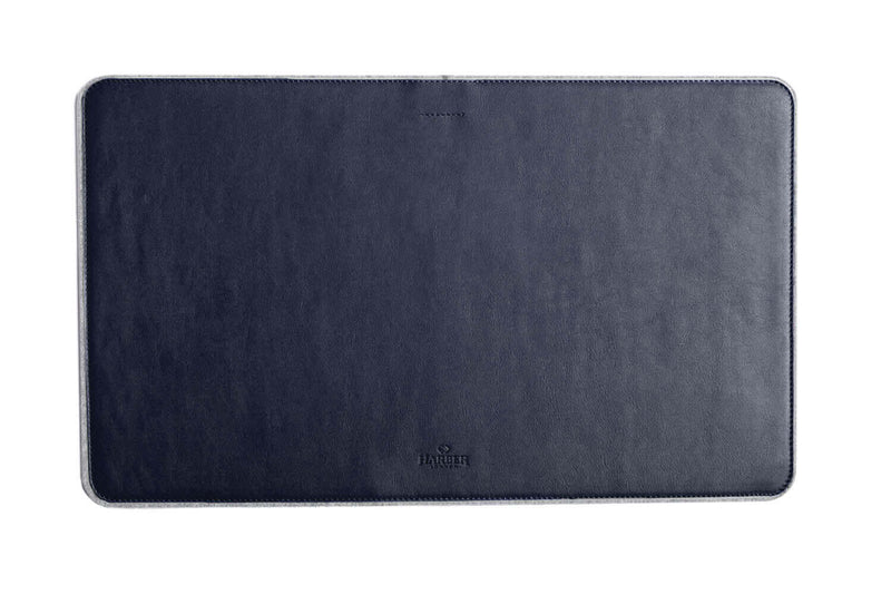 Leather Desk Mat Navy Felt