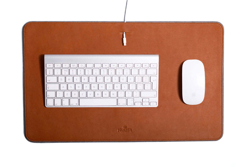 Leather Desk Mat Tan Microfibre