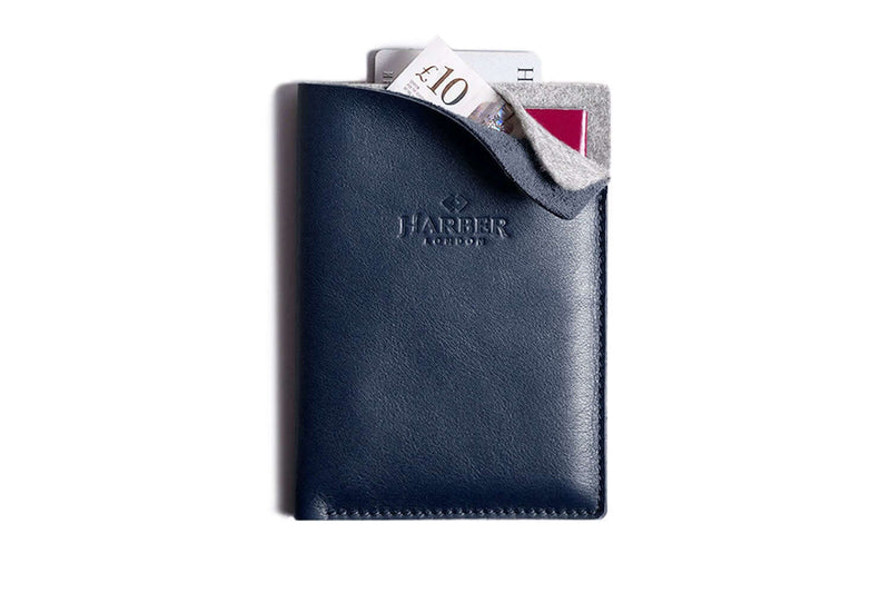 Super Slim Vertical Passport Wallet Navy