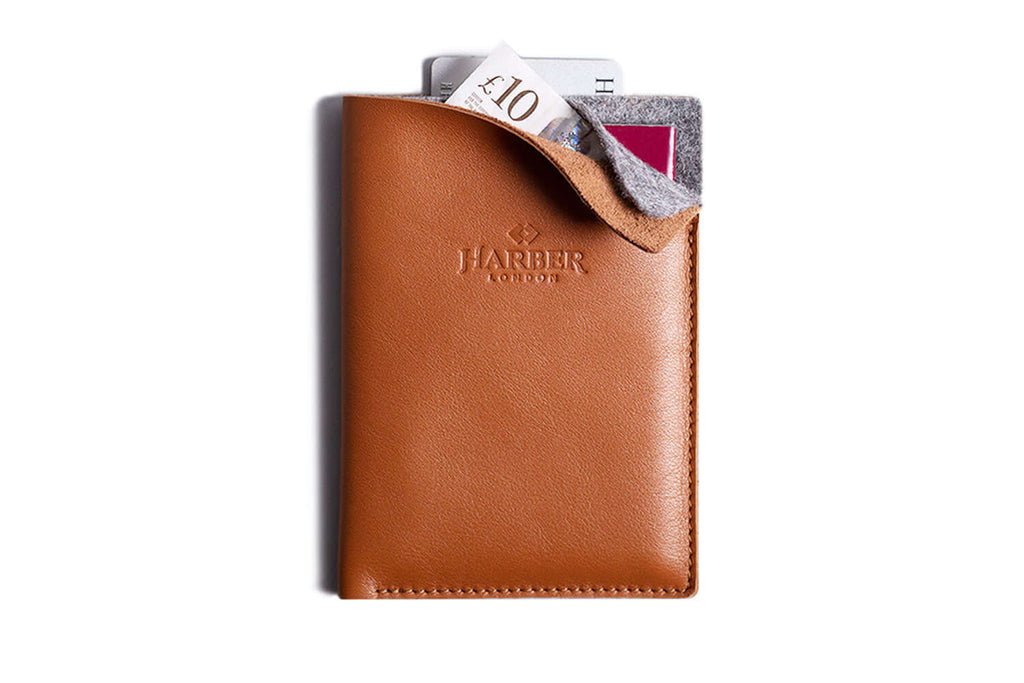 Super Slim Vertical Passport Wallet Tan