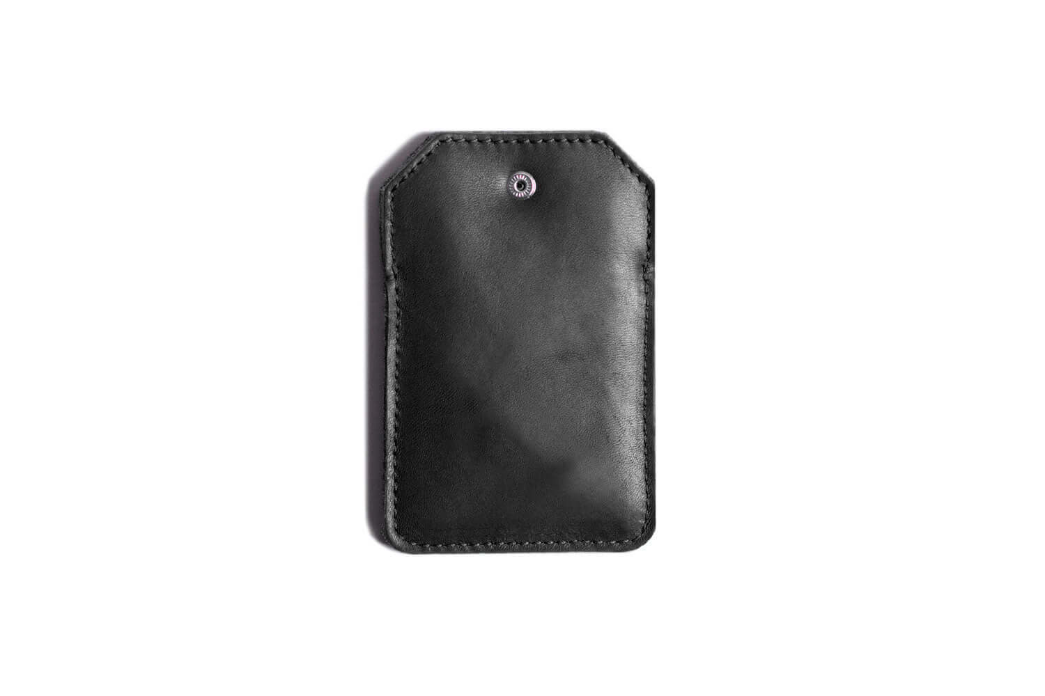 Porte-cartes à pression en cuir - 2 poches Noir
