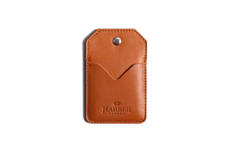 Leather Snap Card Holder - 2 pockets Tan