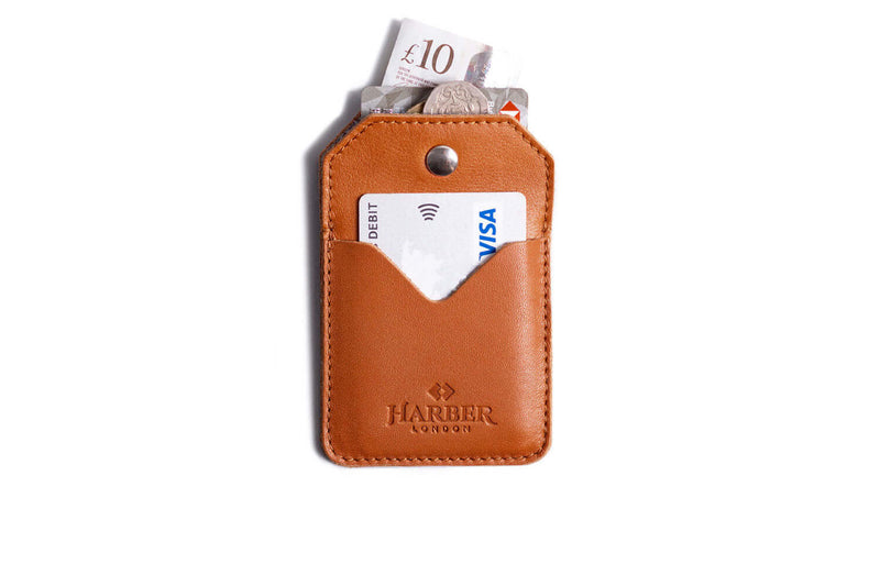 Leather Snap Card Holder - 2 pockets Tan