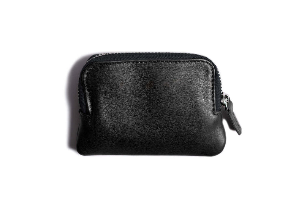 Black leather zip pouch sale