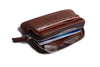 Leather Zip Pouch Wallet Deep Brown