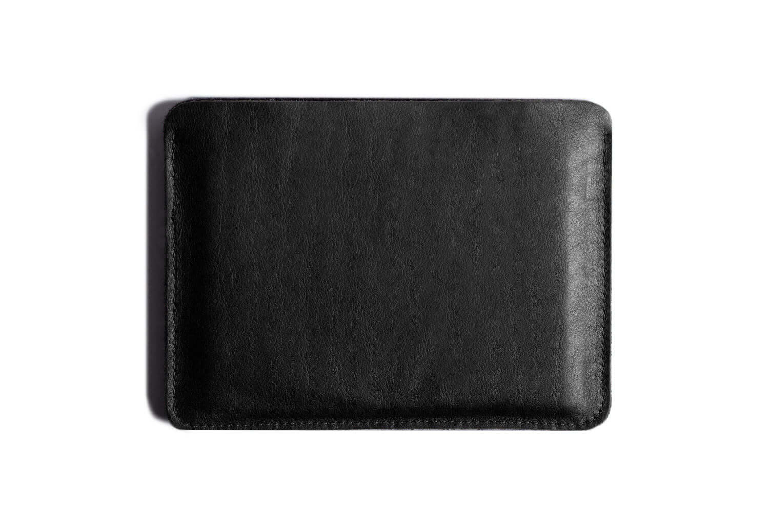 Porte-passeport plat en cuir noir/feutre noir