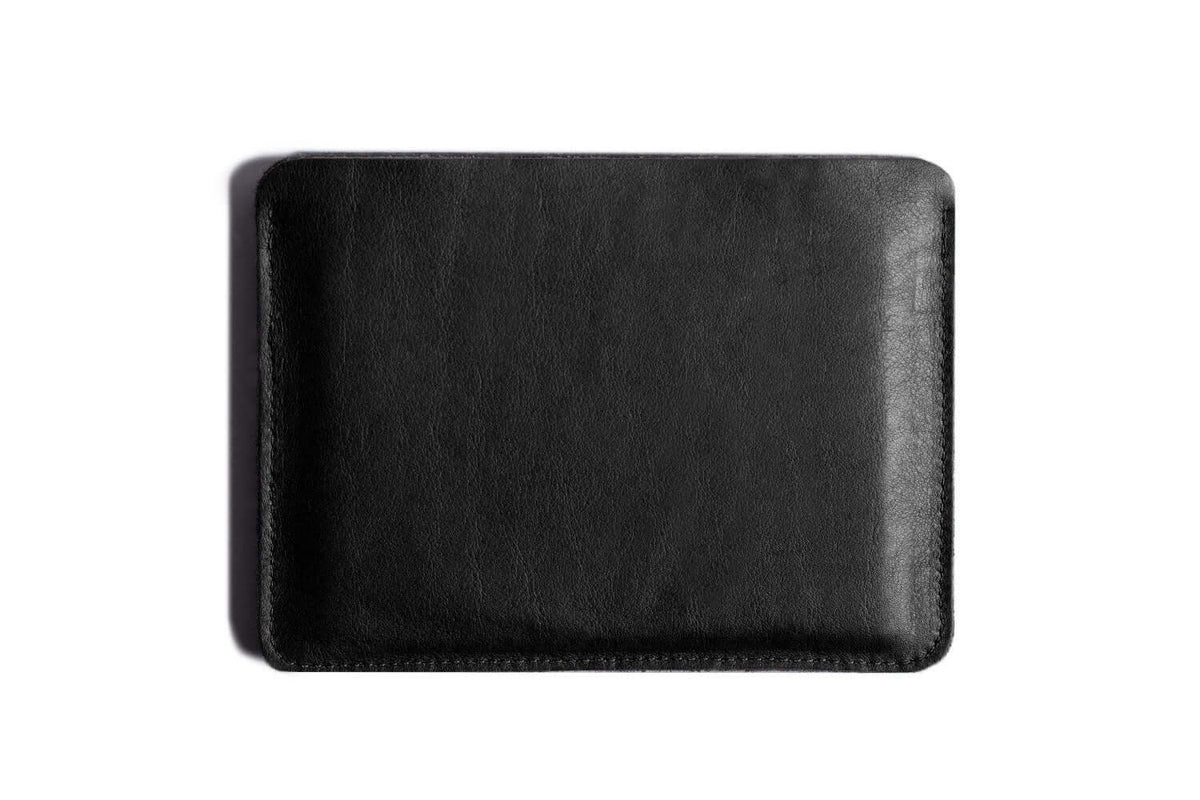  Flat Leather Passport Holder Black/Dark Felt