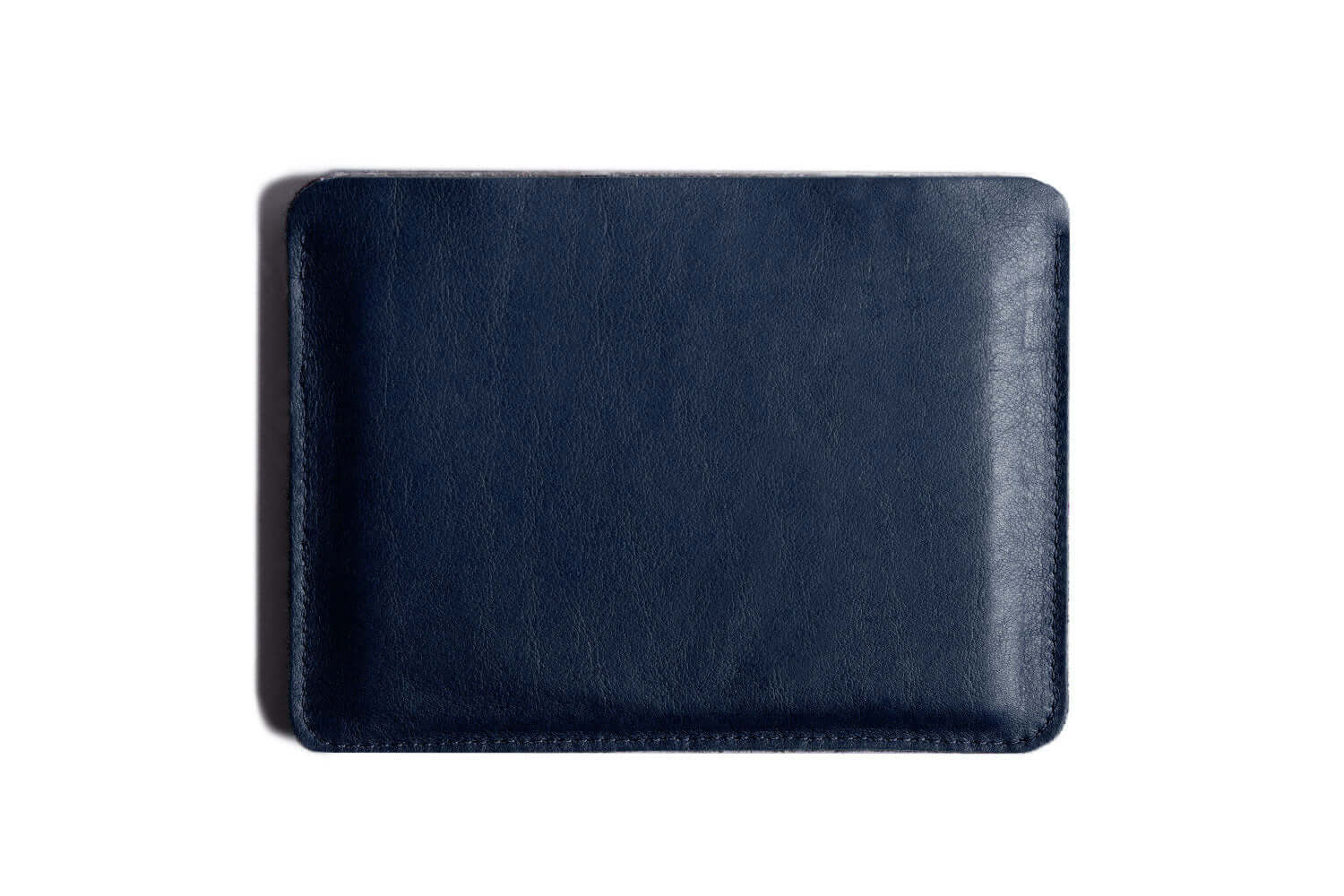 Porte-passeport plat en cuir bleu marine/feutre clair