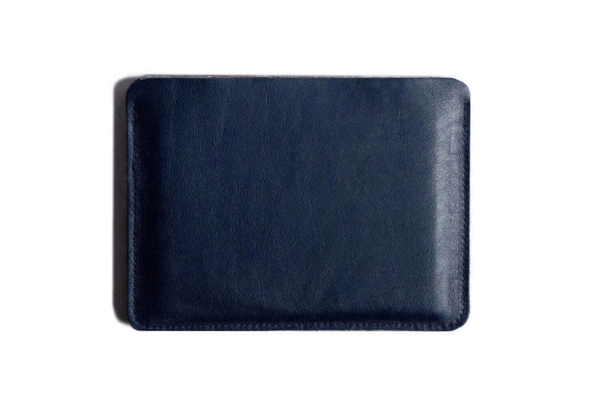  Flat Leather Passport Holder Navy/Light Felt