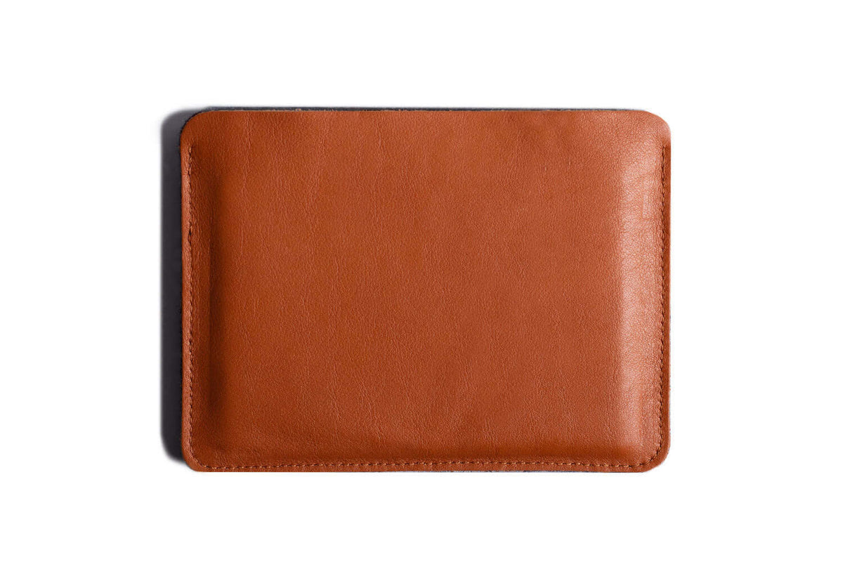  Flat Leather Passport Holder Tan/Dark Felt