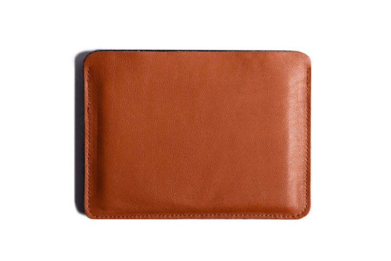  Flat Leather Passport Holder Tan/Black Felt